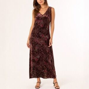Sundance Brown Velvet Vision Burnout Maxi Dress Womens M Sheer Coastal Cowgirl
